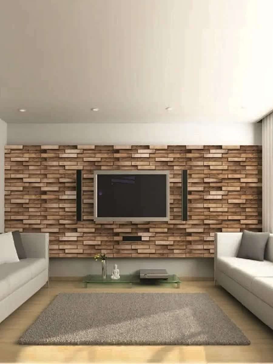 PVC Kunststoff Wandpaneele 3D Deko Fliesen Verkleidung - Holz (Haselnuss)