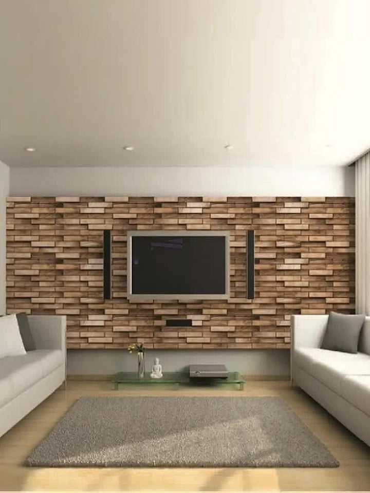 PVC Kunststoff Wandpaneele 3D Deko Fliesen Verkleidung - Holz (Haselnuss)