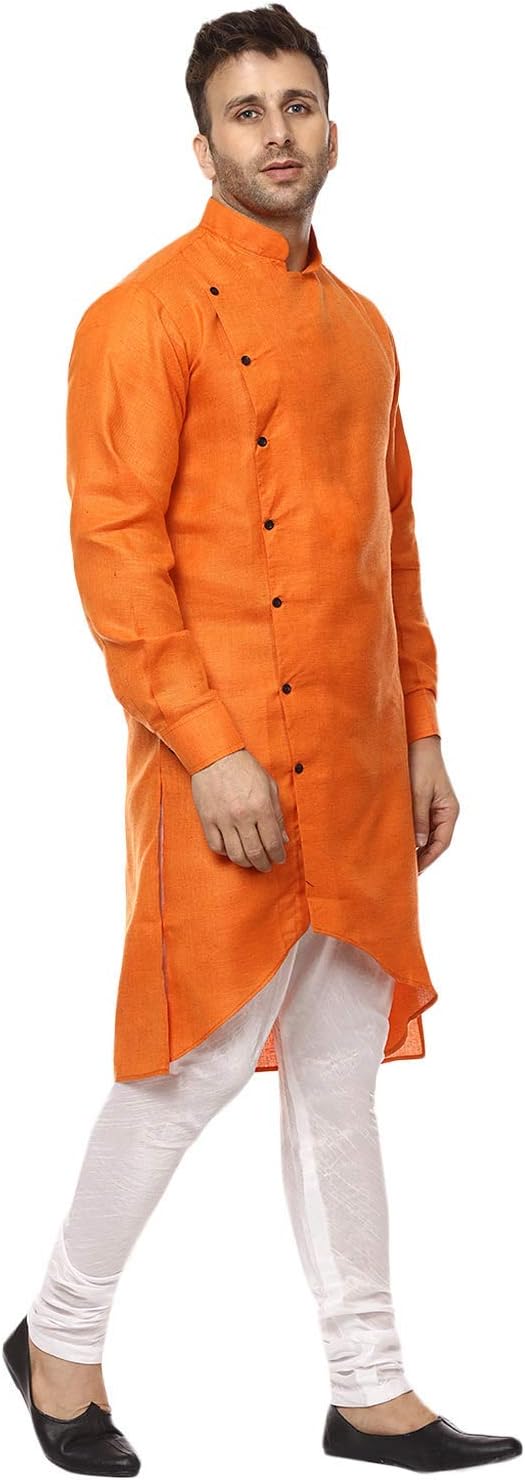 Royal Kurta Angarakha Herren Pyjama-Set aus Baumwolle 55 Orange, 55 Orange