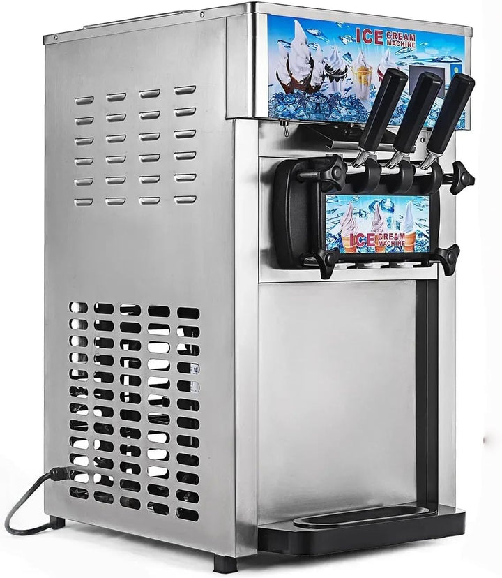 Kommerzielle Eiscreme-Maschine, 18L/H, 1200W, 3 Geschmacksrichtungen, italienische Eismaschine, Tric