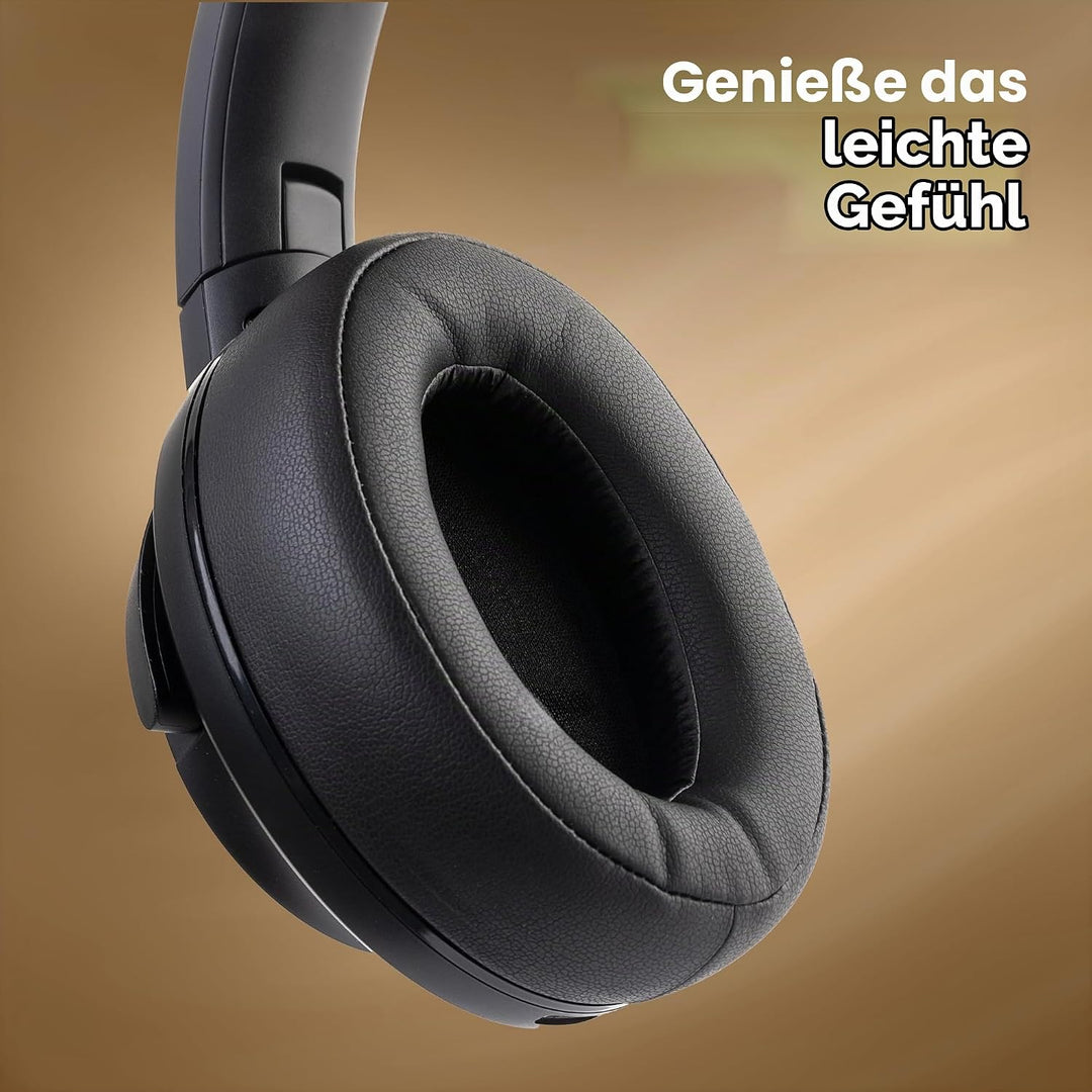 PowerLocus Hybrid Active Noise Cancelling Kopfhörer, 60 Std. Spielzeit Kopfhörer Kabellos, Transpare