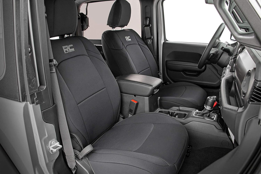 Rough Country Neopren-Sitzbezüge, vorne und hinten, schwarz, passend für 1991–1995 [Jeep ] Wrangler