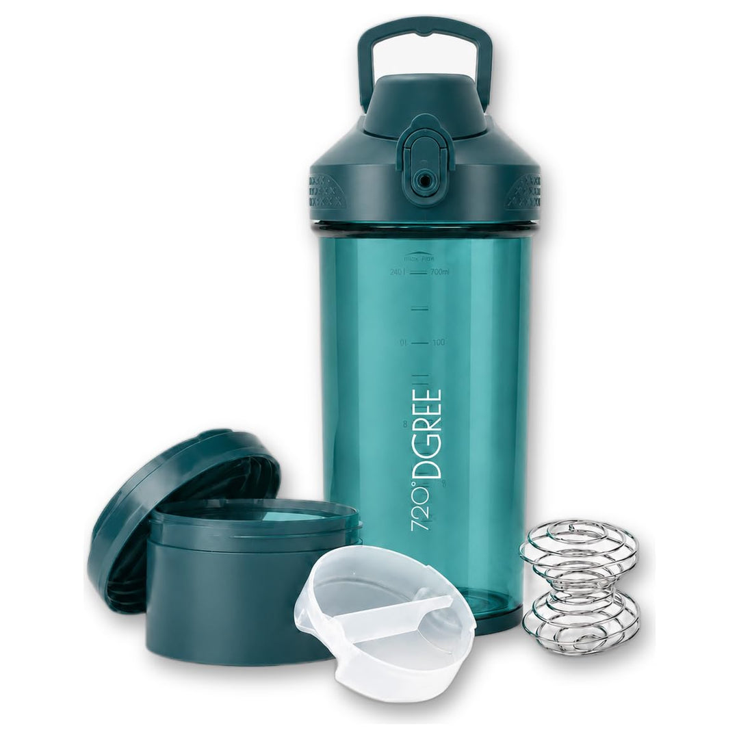 720°DGREE Protein Shaker mit Pulverfach 550ml “uberShaker“ – Auslaufsicher, BPA-Frei, Skala, Spiralm