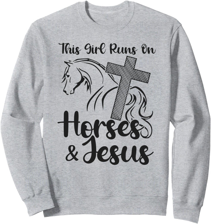 Dieses Mädchen läuft auf Pferden und Jesus christlicher Reiterreiter Sweatshirt