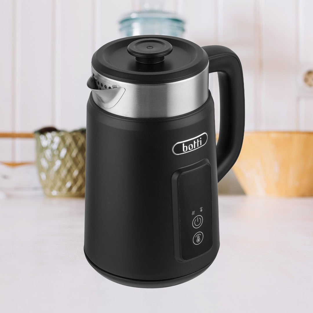 Botti Luiz Wasserkocher 1,5L Schwarz | LED-Temperaturanzeige | Doppelwand-Design | 360° drehbarer So