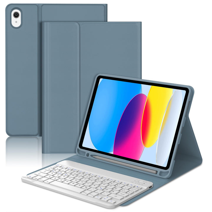 Für iPad A16 11. Gen &amp; 10. Gen Hülle mit Tastatur QWERTZ | Langer Akkulaufzeit, Zuverlässiger Schutz