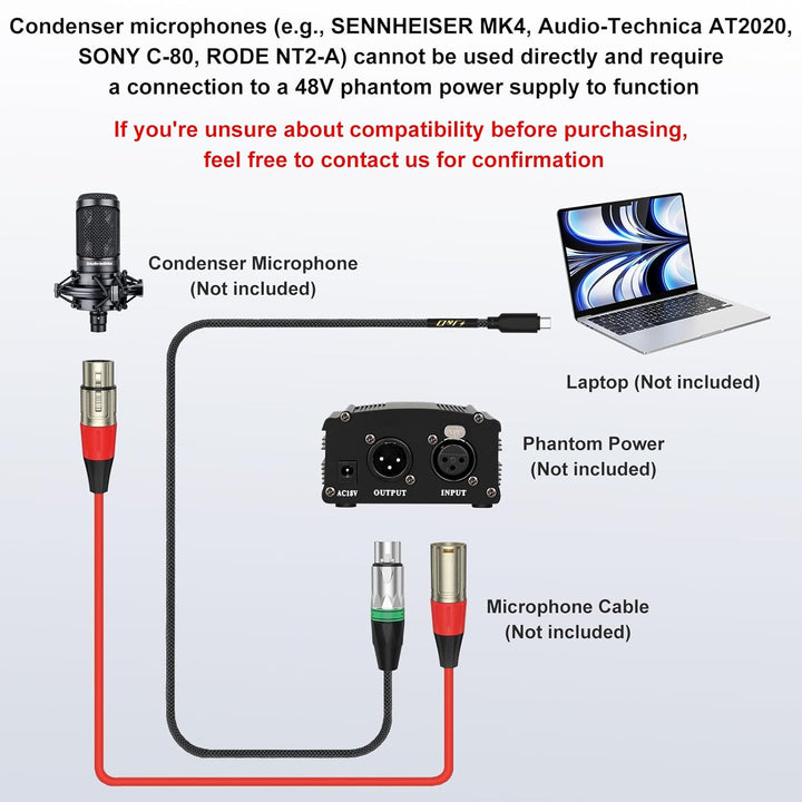 J&D USB-C zu XLR Mikrofon Audio Kabel für Audioaufnahme, Dynamisches Mikrofon, Geflochtenes USB-C zu