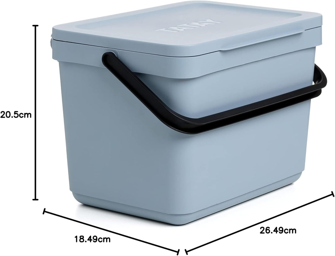 TATAY Mülltrennsystem Küche | 1 Biomülleimer Smart 6L Blau ohne Halterung + 4 Easy Waste Recycling B