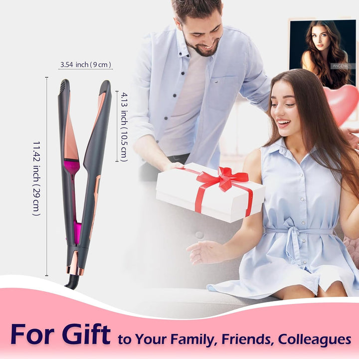 ANGENIL Pro Twist Haarglätter für Damen, Haarglätter und Lockenstab 2 in 1 mit Dualspannung, Runder