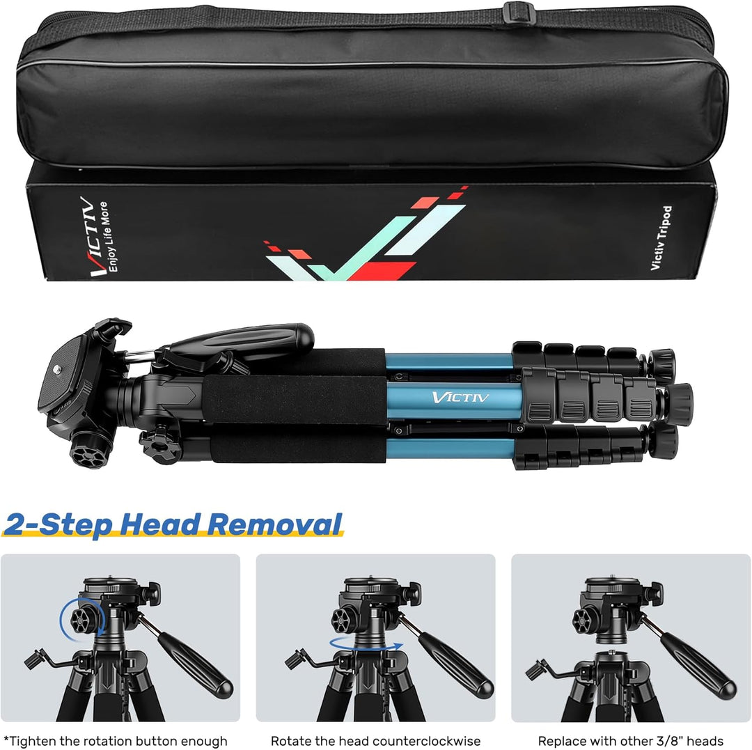 Victiv 188cm Kamera Stativ, Leichtes & Kompaktes Reisestativ für DSLR Canon Nikon Sony, Aluminium Fo