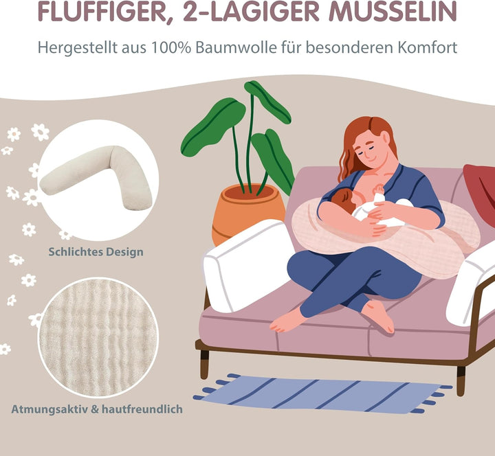 Theraline Stillkissen & Schwangerschaftskissen Dodo Pillow Premium - 180cm inkl. Bezug aus Musselin