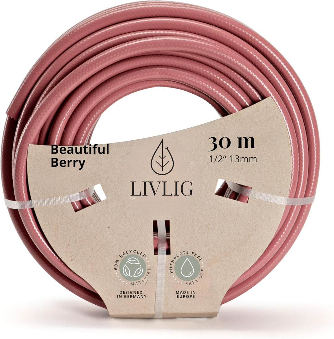 Livlig53 Gartenschlauch 1/2 Zoll, 30m: Wasserschlauch Made in Germany, Recycling-Material, formstabi