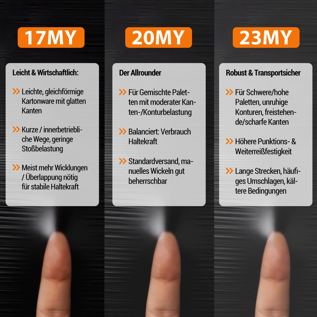 verpacking Mini-Stretchfolie 23 my stark 100 mm x 150 m reissfest, dehnbar & zuverlässig Handstretch