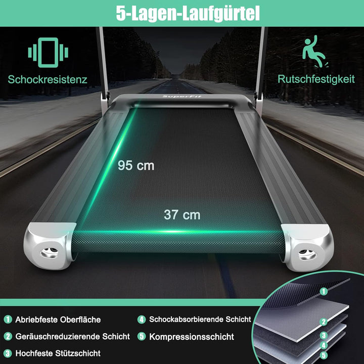 COSTWAY Elektrisches Laufband App-kontrolliert | Bluetooth | 3 Modi 12 voreingestellte Programme | L