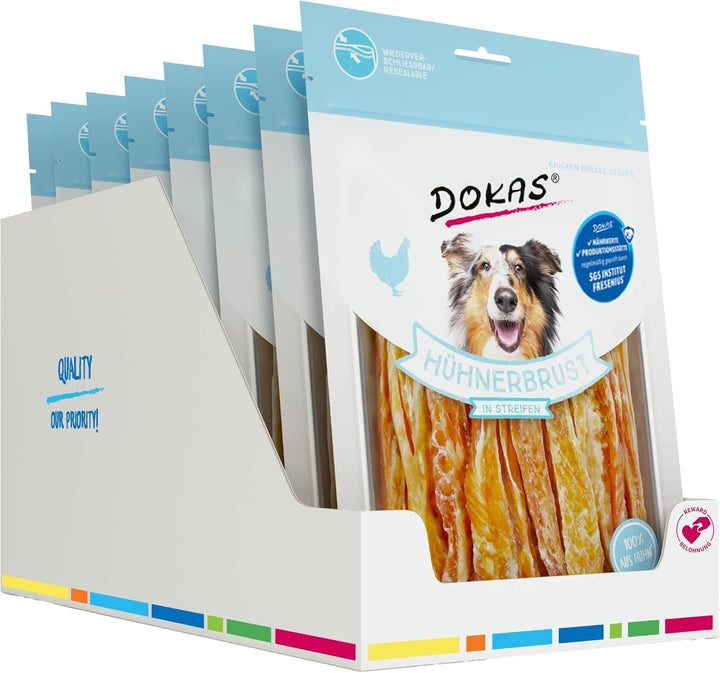 DOKAS Getreidefreier Premium Snack in Streifen für Hunde – Ideal für zwischendurch
