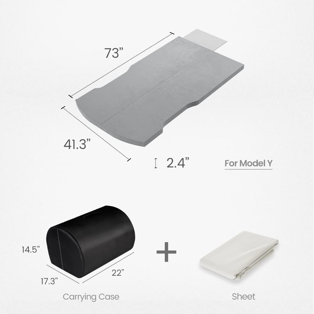 TESCAMP Campingmatratze für Tesla Model Y CertiPUR Memory Foam Matratze, Aufbewahrungstasche und Bet