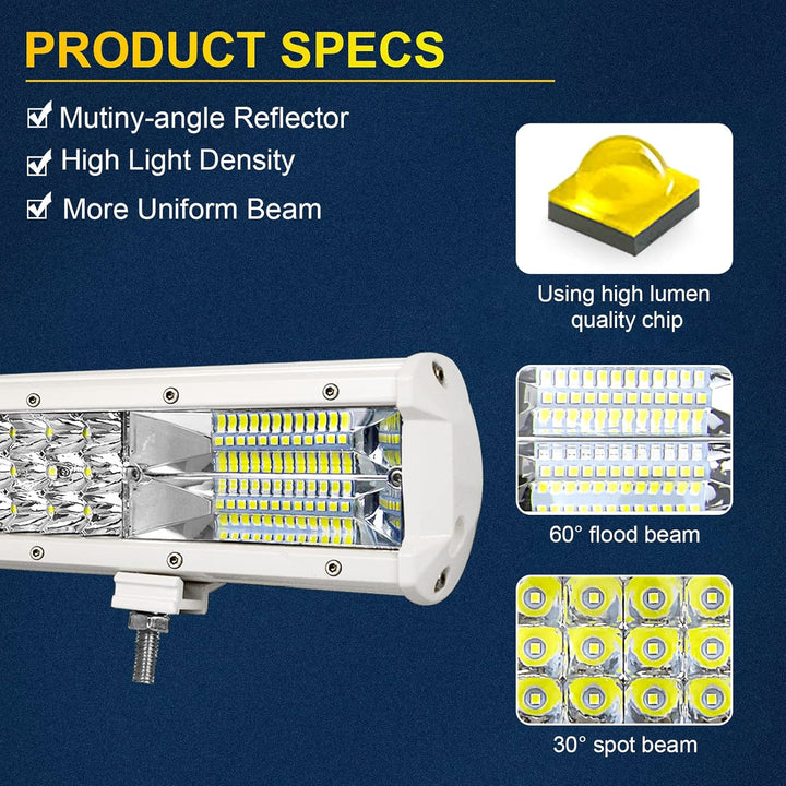 RIGIDON 18 Zoll 45 cm 252W aussen alu weiss led lichtleiste mit 12V kabelbaum kit, Wasserdicht warmw