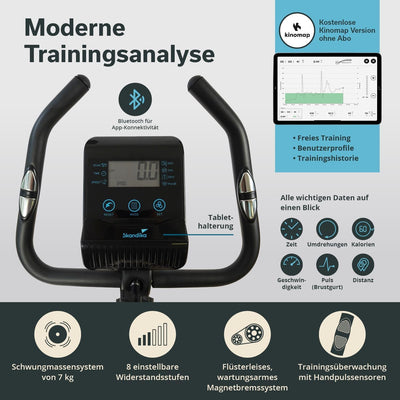 Skandika Heimtrainer Fahrrad Bragi | Hometrainer für Zuhause, 7 kg Schwungmasse, Magnetbremssystem,
