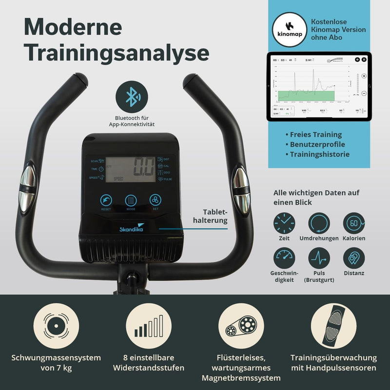 Skandika Heimtrainer Fahrrad Bragi | Hometrainer für Zuhause, 7 kg Schwungmasse, Magnetbremssystem,