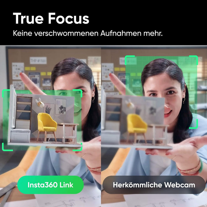 Insta360 Link - PTZ 4K Webcam mit 1/2"-Sensor, KI-Tracking, Gestensteuerung, HDR, Mikrofonen mit Rau