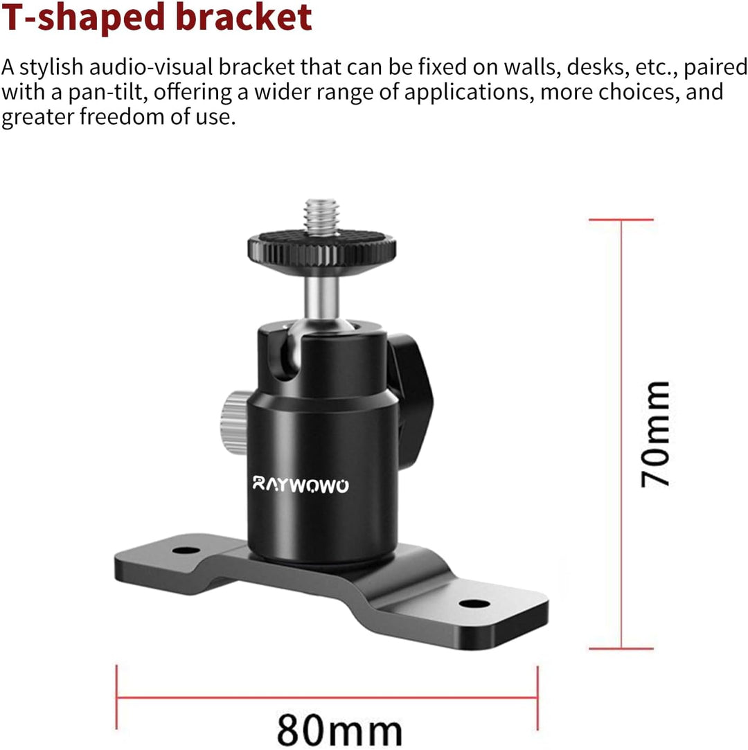 RAYWOWO T-Form verstellbare Metall-Kamera-Wandhalterung, Lautsprecher-Wandhalterung, mit 1/4“ Schrau