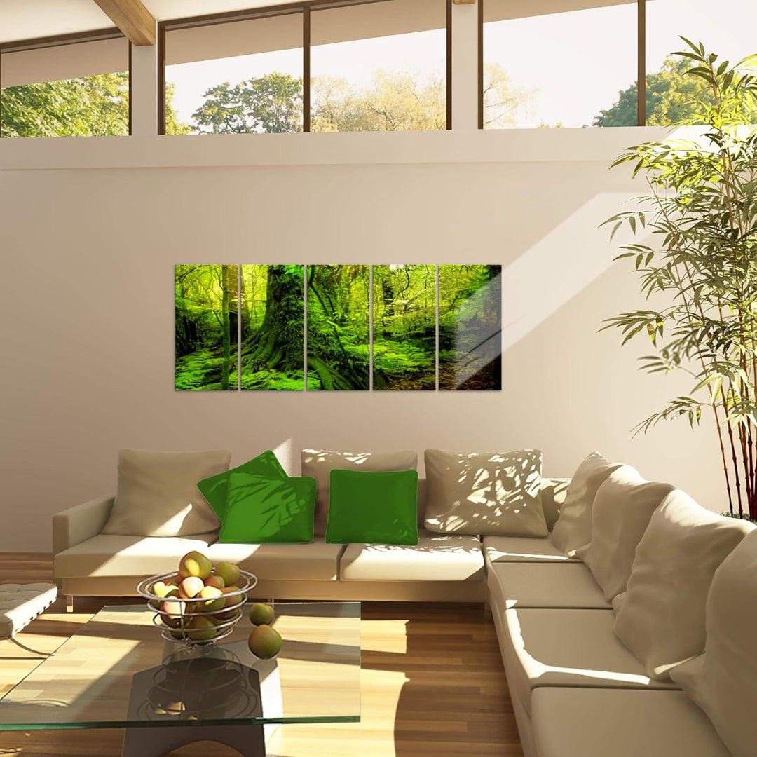 Runa Art Bild Wald Landschaft Wandbilder auf Vlies Leinwand 5 Teilig Wanddekoration Schlafzimmer Woh