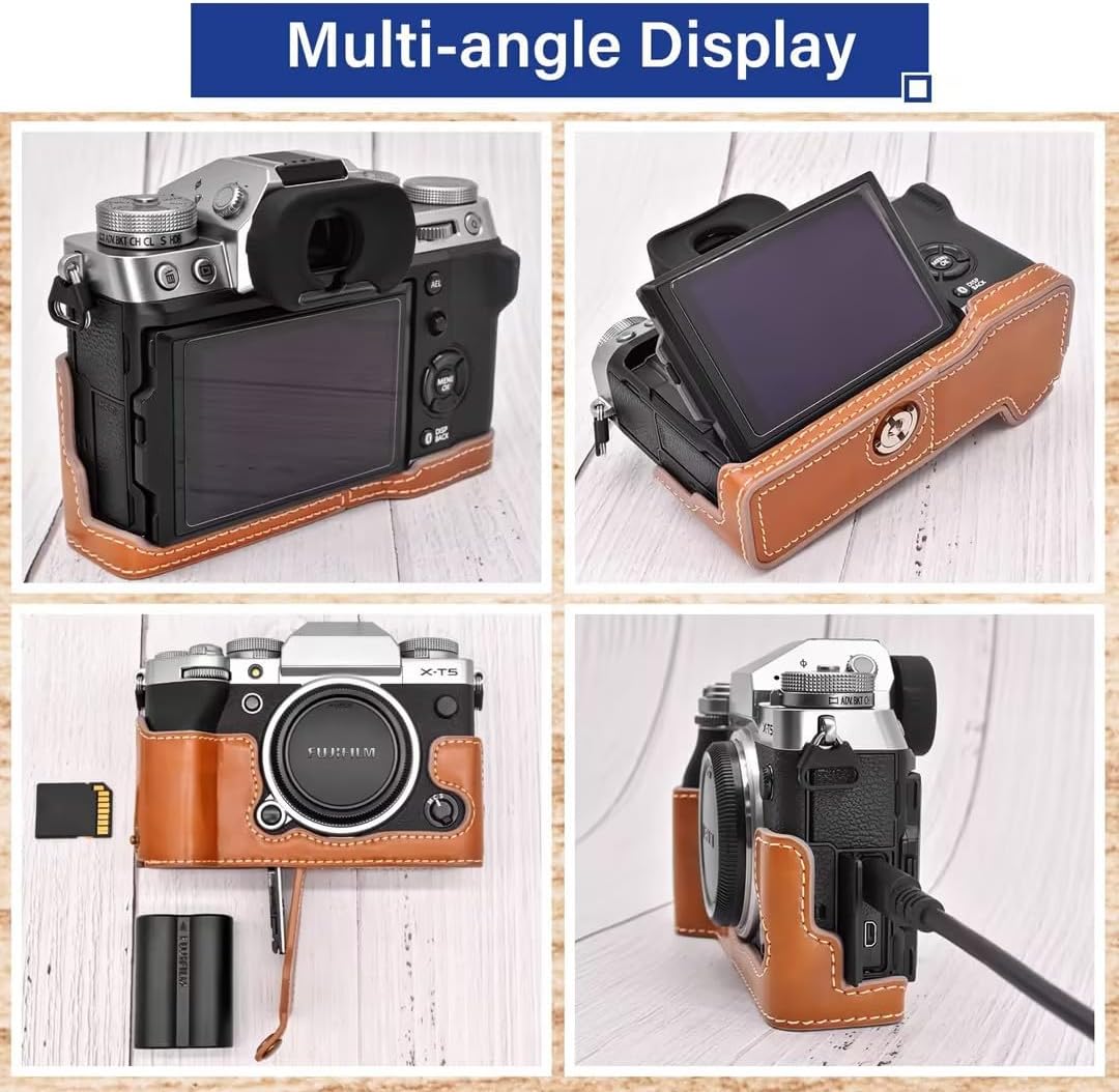 Rieibi Fuji XT5 Schutzhülle – hochwertiges PU-Leder Halbtasche für Fujifilm X-T5 Digitalkamera – sch