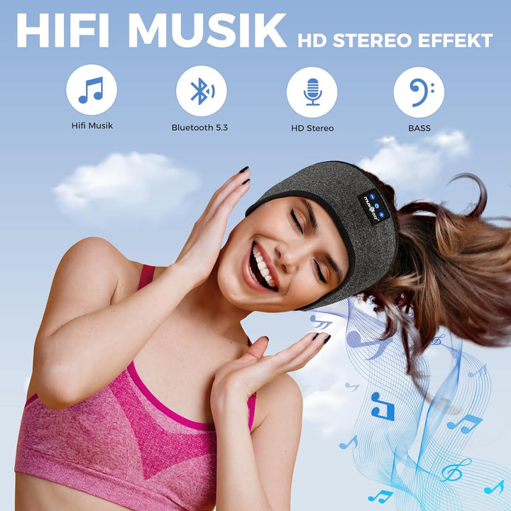 MUSICOZY Schlafkopfhörer Bluetooth, Schlaf Kopfhörer Stirnband Schlaf-Ohrhörer Headband Kabellos Spo