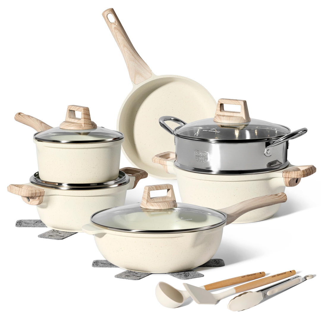 JUST PERFECTO Topfset Induktion - Pfannenset mit deckel - Pfanne 24cm, Bratpfanne 28 cm - kochtopf s