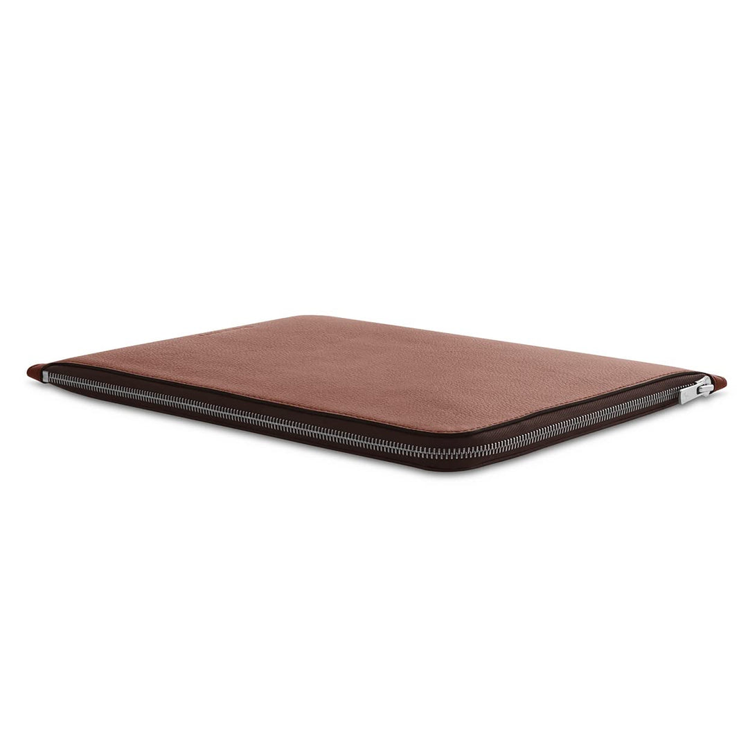 Woolnut Leder Folio Zipper Sleeve Case Hülle Tasche für MacBook Pro 14 Zoll - Cognac Braun MacBook P