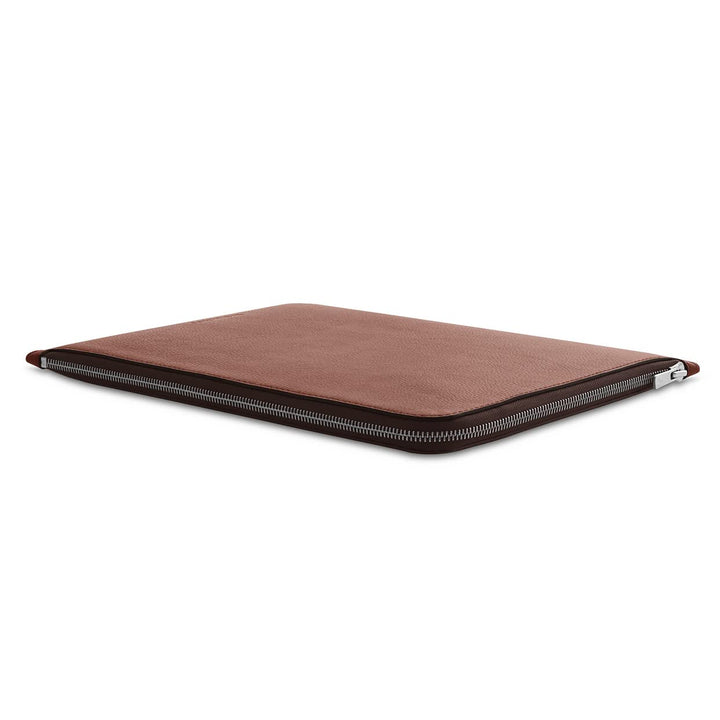 Woolnut Leder Folio Zipper Sleeve Case Hülle Tasche für MacBook Pro 14 Zoll - Cognac Braun MacBook P