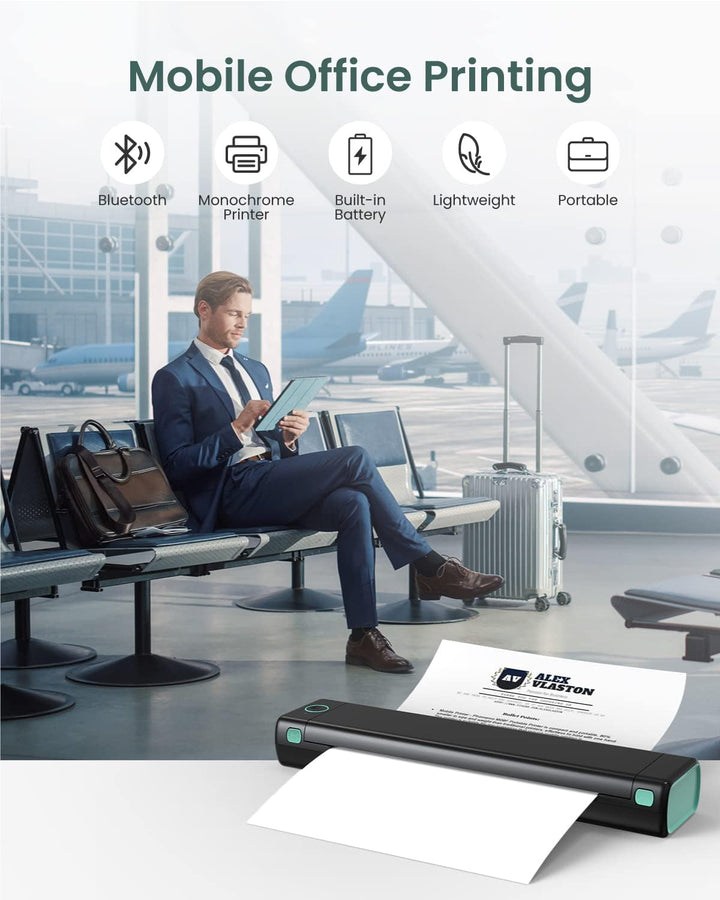 Phomemo M08F Mobiler Drucker A4 für Unterwegs Bluetooth Kleiner Thermodrucker - Portable Printer Kom