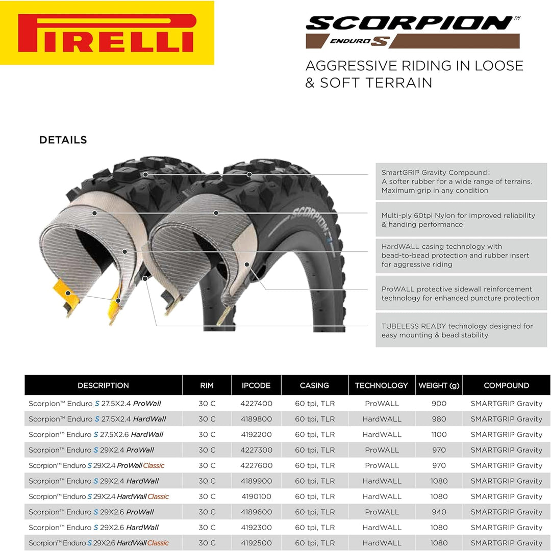 Pirelli Unisex – Erwachsene Scorpion Enduro S Reifen, Classic Hardwall, 29 x 2.6