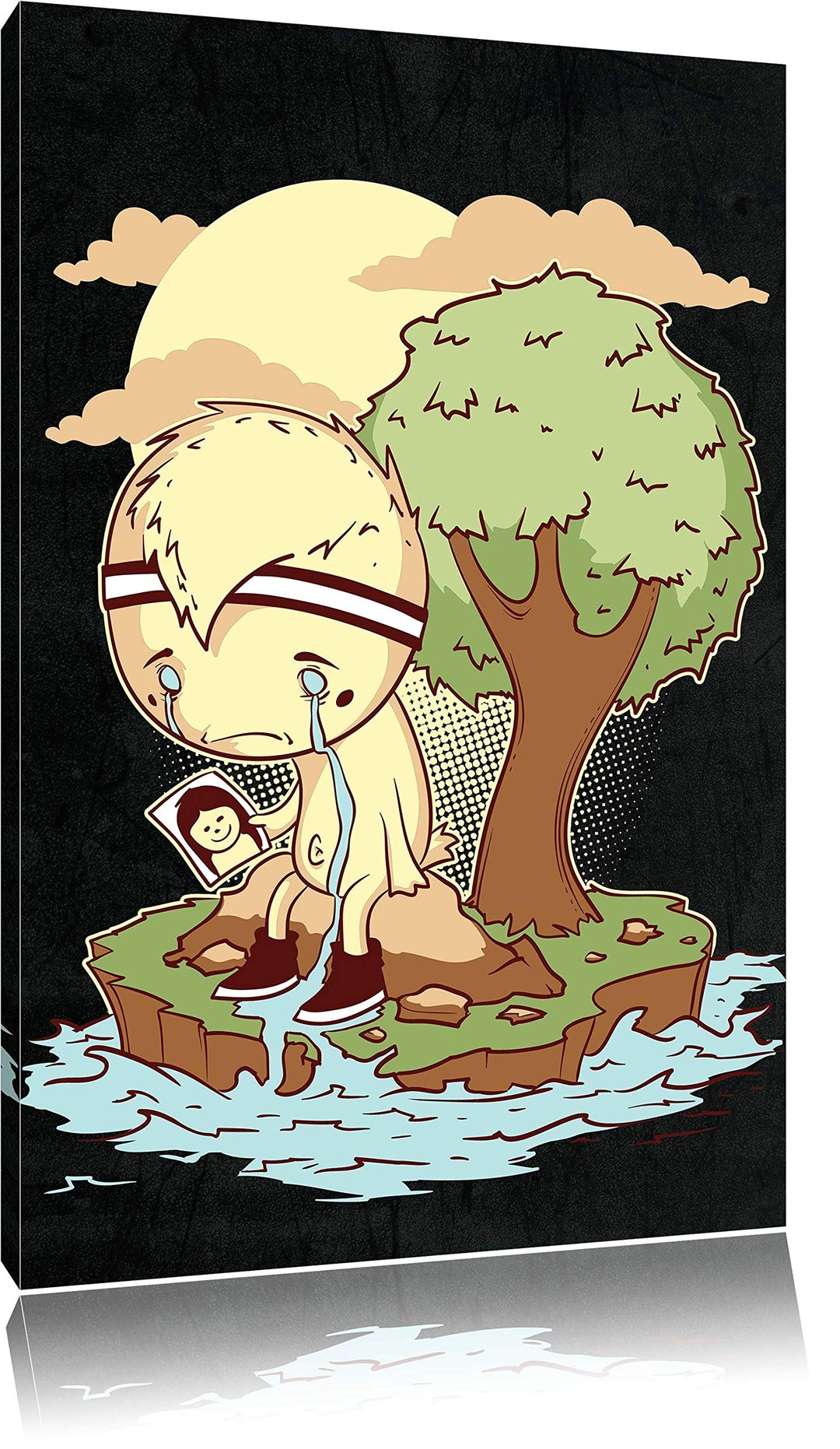 Dark Cry me a river black Bild auf Leinwand, XXL riesige Bilder fertig gerahmt mit Keilrahmen, Kunst