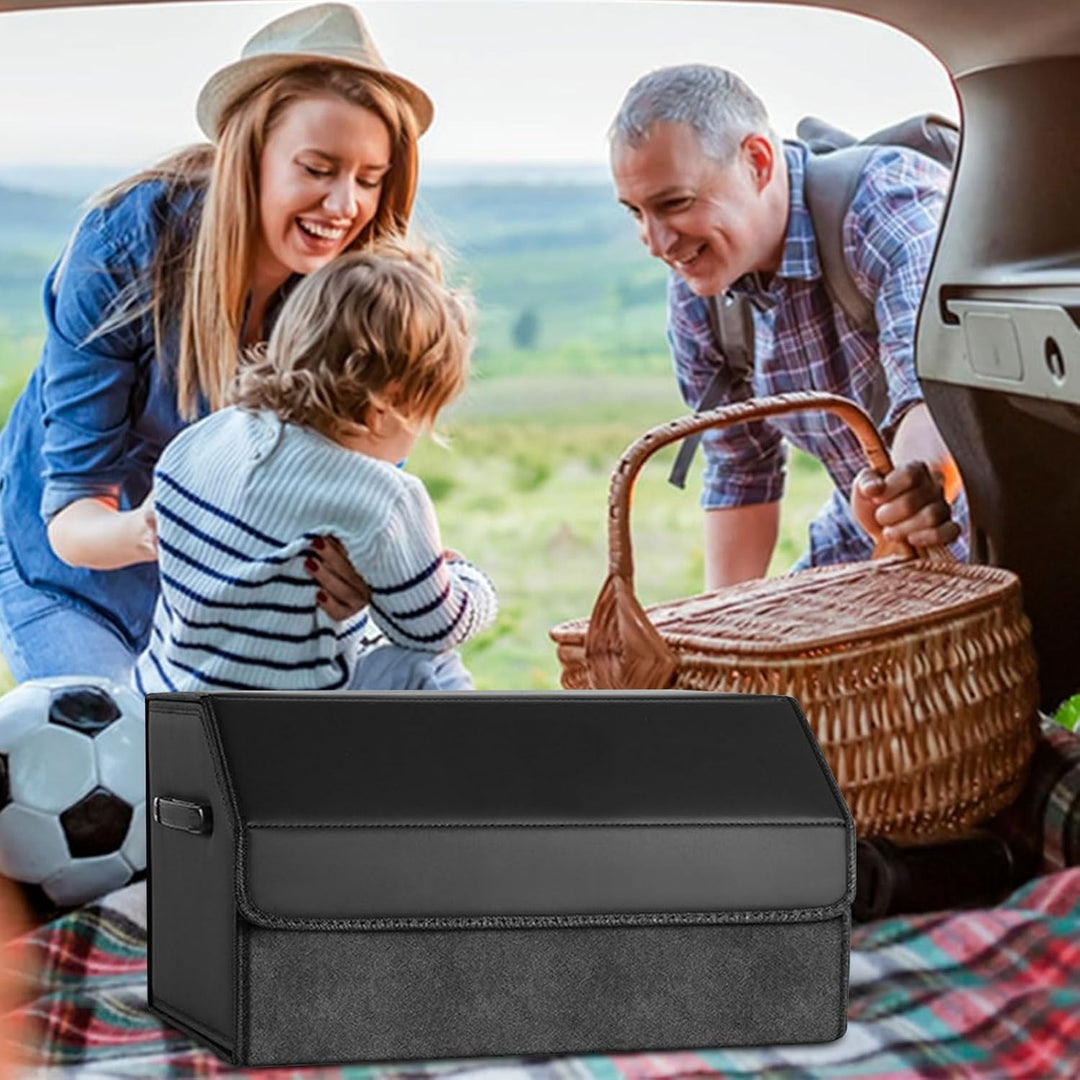 Auto Kofferraum Organizer aus PU Leder,Faltbare & Wasserdichte Aufbewahrungsbox mit Deckel,Kofferrau