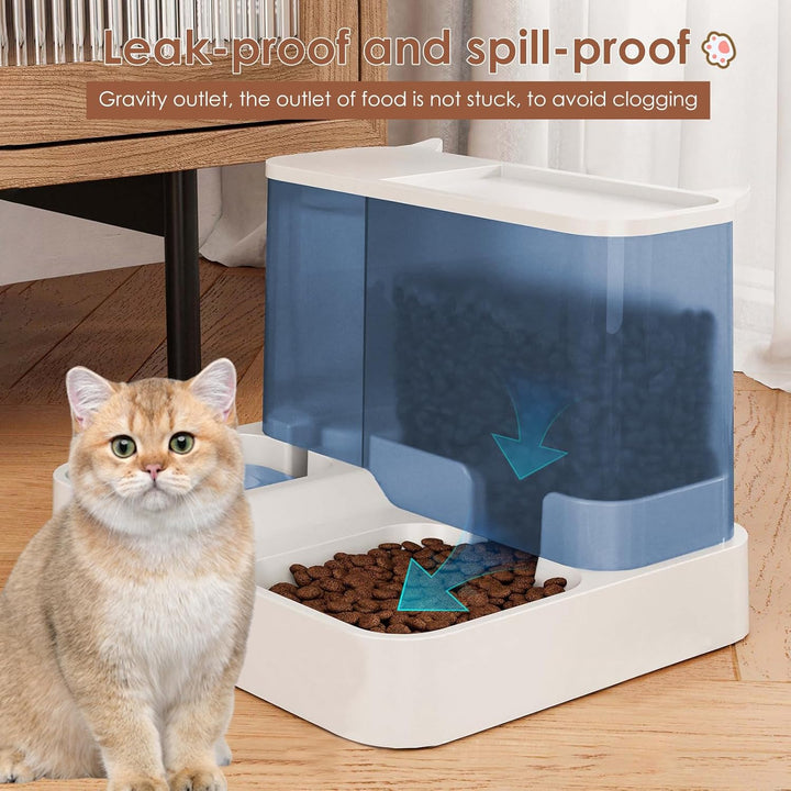 Futterautomat Katze Set, 3.8L 2-in-1 Automatischer Gravity Katzen Hund futterautomaten Wasserspender