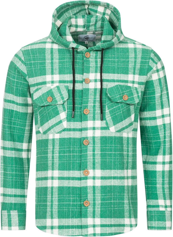 Rock Creek Herren Hemd Kariert Kapuzenhemd M65 S Grün - H328, S Grün - H328