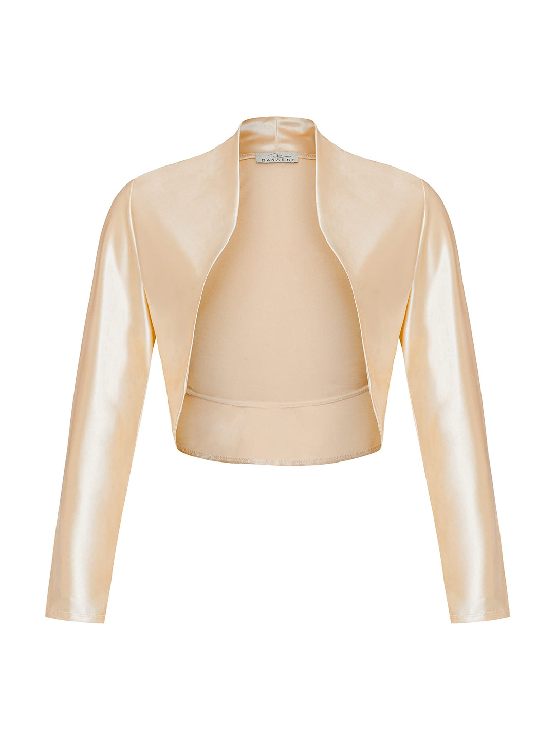 Damen Bolero Satin Festliche Schulterjacke Langarm 709 XL Champagner, XL Champagner