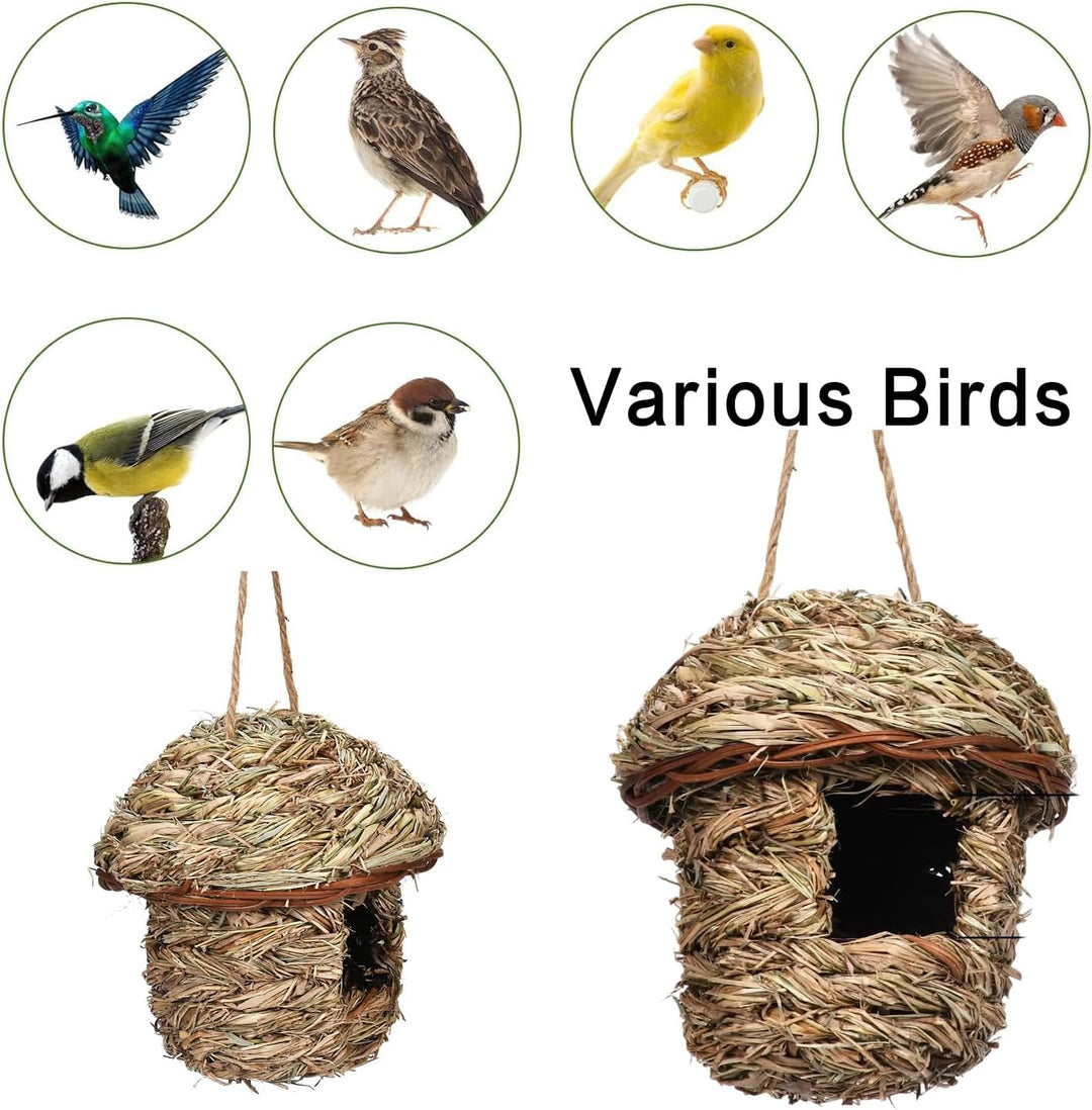 2 Stück Nistkästen, Vogelnest, Handgewebte Vogelhäuser, Vogelhäus zum Aufhängen, Gras Bird Nest für