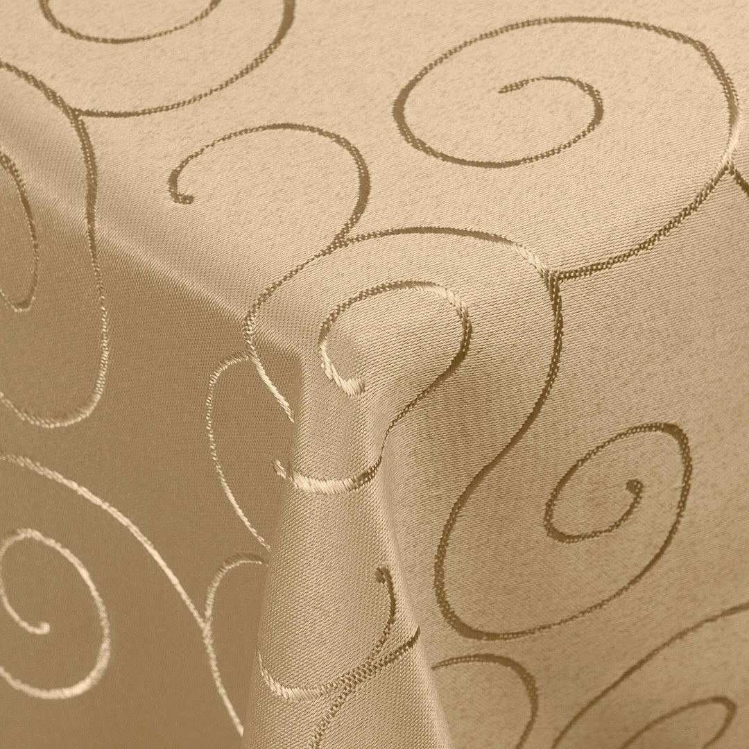 Kringel/Circle Tafeldecke Form, Grösse & Farbe wählbar- Eckig 130 x 340 cm - Nougat/Beige/Hellbraun