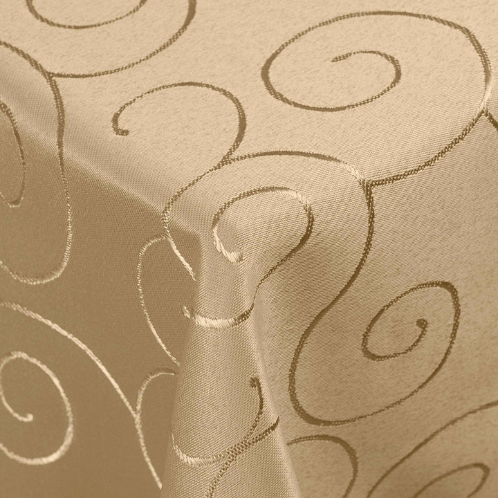 Kringel/Circle Tafeldecke Form, Grösse & Farbe wählbar- Eckig 130 x 340 cm - Nougat/Beige/Hellbraun
