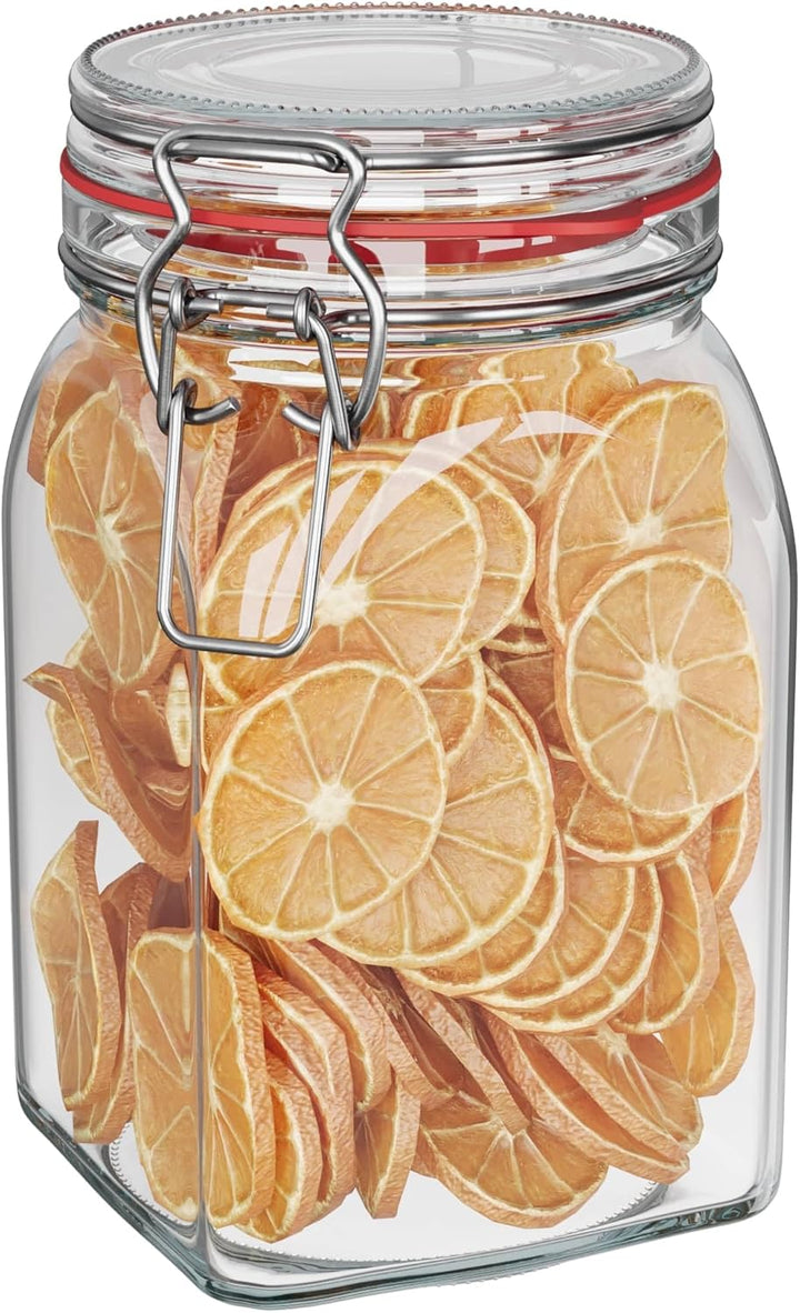 WELLGRO Einmachgläser mit Bügelverschluss eckig, Fermentierglas, Vorratsgläser mit Deckel, Bügelglas