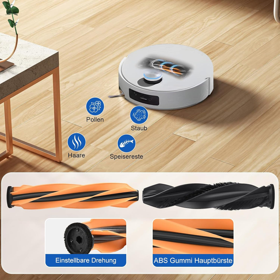 20 Stück Zubehör für Dreame Aqua10 Ultra Saugroboter, 1 Hauptbürste 6 Staubbeutel 2 Rollen-Wischtuch
