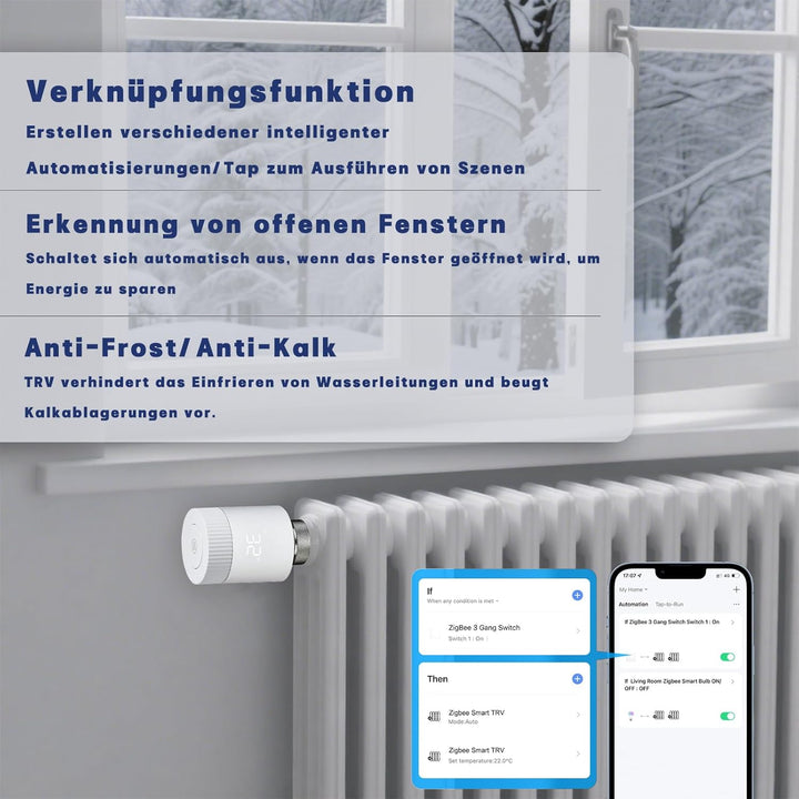 Smart Heizkörperthermostat,ZigBee Thermostat für Heizung,Programmierbar Heizungsthermostat Bluetooth