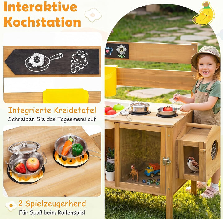 COSTWAY Matschküche Kinder Outdoor, Spielküche mit Wassertank, Spüle