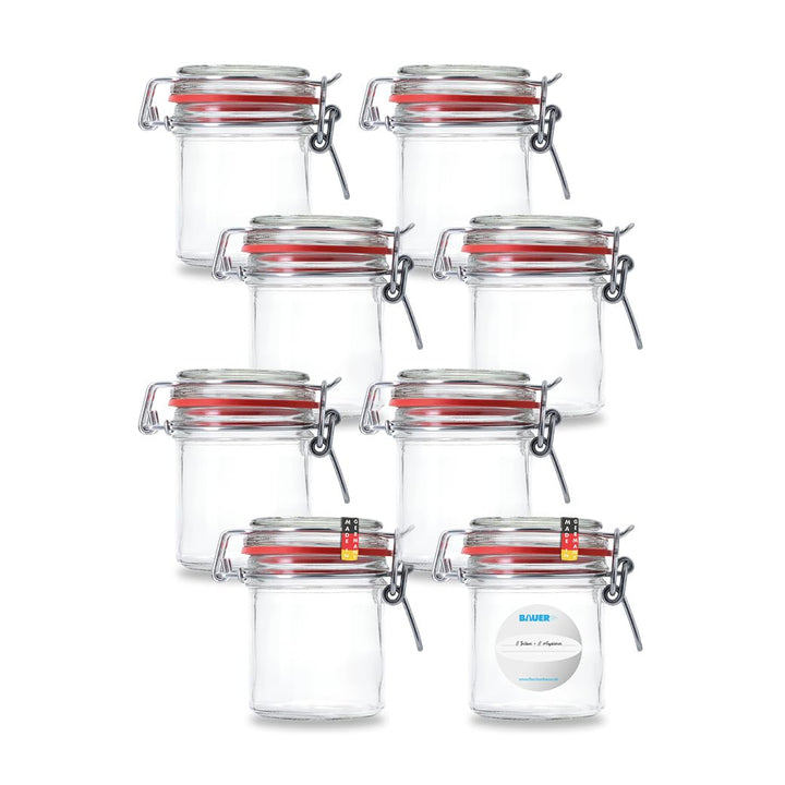 Flaschenbauer - 8 kleine Drahtbügelgläser 167 ml, verwendbar als Einmach- und Fermentierglas, zur Au