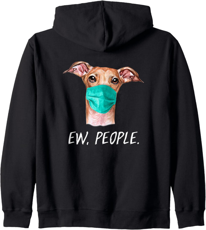 WINDHUND mit Gesichtsmaske Mundschutz Hund EW PEOPLE Kapuzenjacke