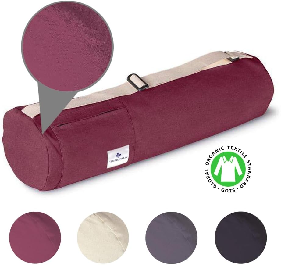 Mattentasche für Yogamatte Fitnessmatte 67x17 cm, Tasche aus Baumwolle Leinen Beere Tragegriff Natur
