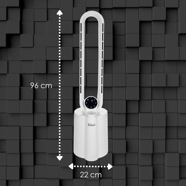 Zilan Turmventilator Blattlos Leise Standventilator mit Fernbedienung – 12 Stufen, 3 Modi, BLDC Moto