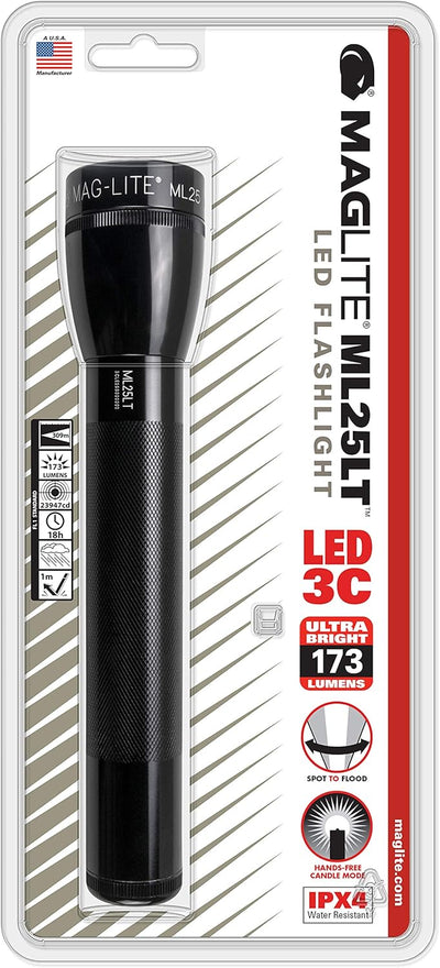 Mag-Lite Unisex-Adult ML25LT-S3016 ML25LT LED Taschenlampe batteriebetrieben 173lm 18h 195g, 10 x 15